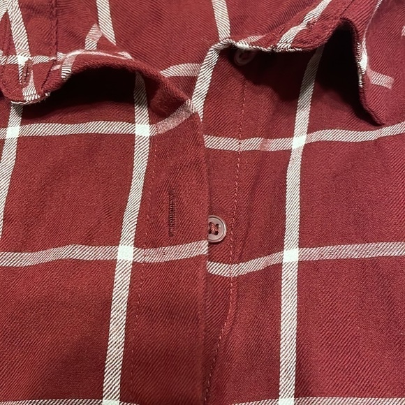 H&M Maroon Check Puff Sleeve Shirt, Sz 10 - Picture 7 of 10